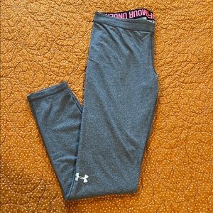 Under Armour Gray Leggings with Pink Waistband